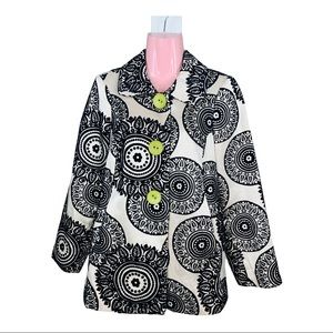 3 Sisters Black White Lime Green Pea Coat Jacket
